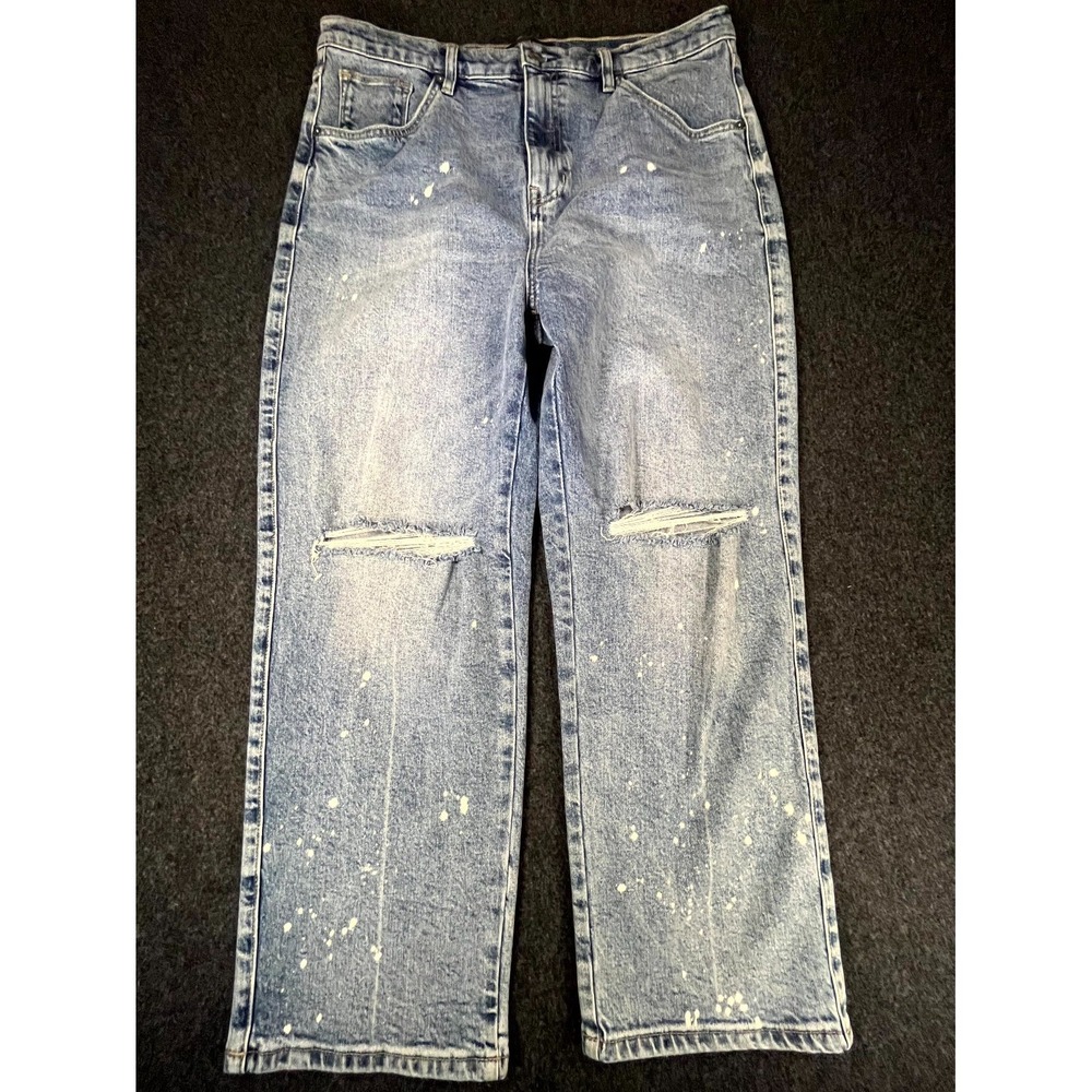 Earnest Sewn New York Jeans Womens 34 Blue Denim Straight Leg High Rise Slim Fit